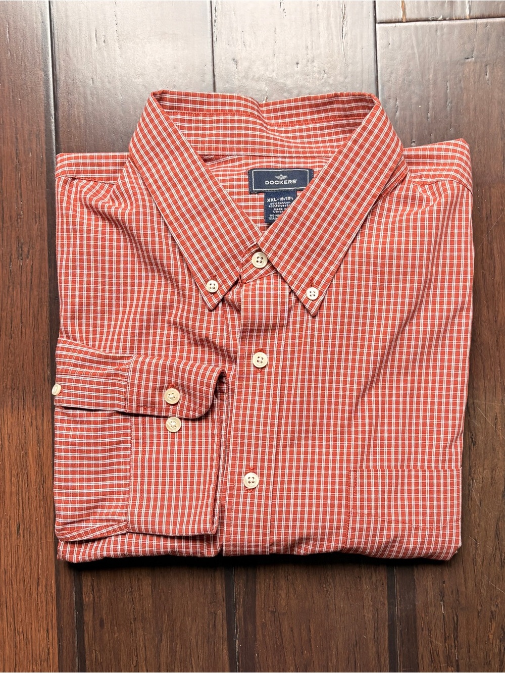 Dockers Men's Rust Plaid Brushed Twill Shirt XXL 18/18.5 Classic $60 Blokecore
